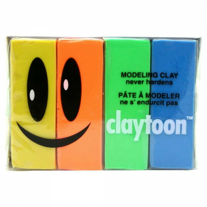 [商品名]MODELING CLAY(モデリングクレイ)　claytoon(クレイトーン)　カラー油粘土　4色組(ミュータント)　1Pound　3個セット代引き不可商品です。代金引換以外のお支払方法をお選びくださいませ。色の種類が非常に多く、またそれらの色を混ぜることも容易にできるので、思い通りの色の作品を作ることが出来ます。油粘土なので自然乾燥することがなく、何度でも作品の形を作りかえることが出来ます。しっかりとしたコシがあり、クレイアニメの長時間の撮影でも粘土が垂れることがありません。内容量一個あたり453gサイズ100×75×40(mm)個装サイズ：13.5×7.5×12cm重量個装重量：1360g素材・材質油粘土生産国アメリカ※入荷状況により、発送日が遅れる場合がございます。クレイアニメでは定番のねんど※お届け先の地域や、運送状況によっては、ご希望の日時に配達ができない場合もございますので、ご了承下さい。※北海道・沖縄・離島など、地域によってお届けできない場合がございますのでご了承下さい。色の種類が非常に多く、またそれらの色を混ぜることも容易にできるので、思い通りの色の作品を作ることが出来ます。油粘土なので自然乾燥することがなく、何度でも作品の形を作りかえることが出来ます。しっかりとしたコシがあり、クレイアニメの長時間の撮影でも粘土が垂れることがありません。fk094igrjs