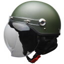 暮らし プレゼント 実用的 CROSS バブルシールド付き ハーフヘルメット LLサイズ(61-62cm未満) マットグリーン CR-761 お祝い ギフト 人...