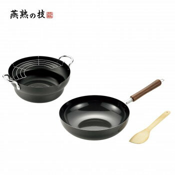 プレゼント オススメ 父 母 日用品 よこやま　燕熟の技　木柄いため鍋28cm　竹ヘラ＆天ぷら鍋24cm　EJTP-800 送料無料 お返し 贈答品