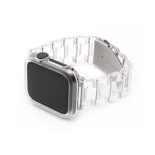 透明度の高い素材を使用したクリアカラーが爽やかなApple Watchバンドです WEARPLANET(ウェアプラネット)の「保護ケース付きクリアチェーンバンド」は、透明度の高い素材を使用したクリアカラーが爽やかなApple Wat…