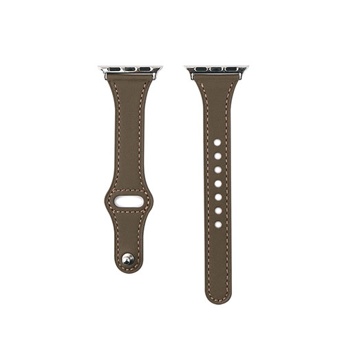 可愛い 雑貨 おしゃれ WEARPLANET Slim Line フラット本革バンド for Apple Watch 45/44/42mm スモーキーブラウン WP23209AWWM