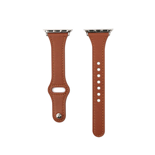 アイディア 便利 グッツ WEARPLANET Slim Line フラット本革バンド for Apple Watch 41/40/38mm メープルブラウン WP23215AWAM