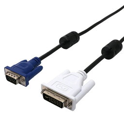 DVI-Iのアナログ信号をVGA(D-sub15ピン)に変換するケーブル DVI-IをD-sub15ピンに変換するケーブル DVI-I端子搭載のパソコンやモニターとD-sub15ピン搭載のディスプレイなどを接続できます ※DVIデジタル(シングル …