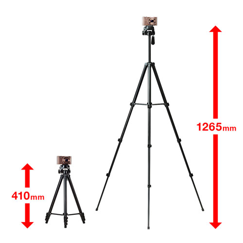 一眼レフデジカメ&ビデオカメラ対応マルチスタンド　4段タイプ 4段伸長三脚です デジタル一眼レフカメラ、ミラーレスカメラ、コンパクトデジタルカメラにまで幅広く対応します アルミ材を脚に採用した、軽量な三脚 …