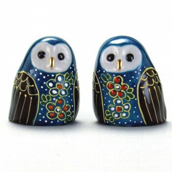 便利グッズ アイデア商品 九谷焼 1.5号ペア梟(ふくろう) 緑盛 N191-01 人気 お得な送料無料 おすすめ