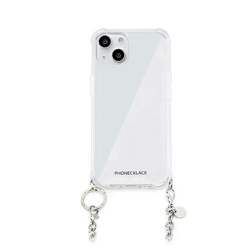 iPhone14 ケース 商品 PHONECKLACE チェーンショルダーストラップ付きクリアケース for iPhone 14 シルバー 背面カバー型 PN23850i14SV オススメ 送料無料