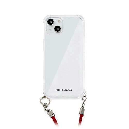 iPhone 商品 PHONECKLACE ロープショルダーストラップ付きクリアケース for iPhone 14 ダークレッド 背面カバー型 PN23854i14RD オススメ 送料無料 おしゃれ