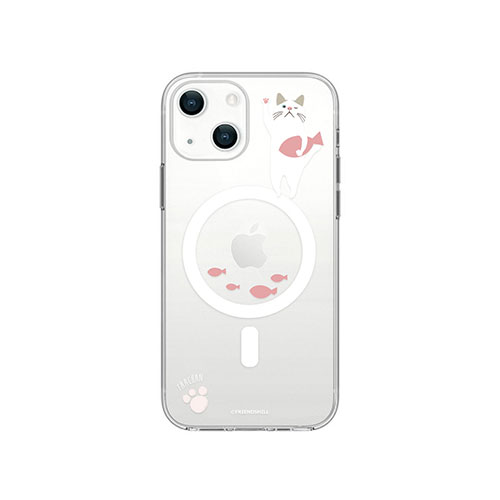 abbi FRIENDS 公式ライセンス品 ターチャンMagSafe対応クリアケース for iPhone 14 おさかなピンク 背面カバー型 ABF24192i14 人気 商品 送料無料