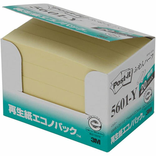 オフィス用品 3M Post-it ポストイット 再生紙エコノパック ふせんハーフ 3M-5601-Y おすすめ 送料無料 おしゃれ