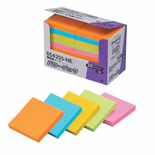 消耗品関連 3M Post-it ポストイット 強粘着ノート パワーパック 5色込 3M-6542SS-NE オススメ 送料無料