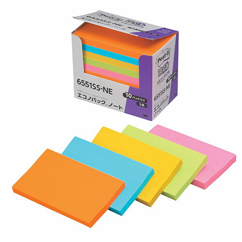 アイディアグッズグッズアイディアグッズ商品 3M Post-it ポストイット エコノパック 強粘着ノート 5色混色 3M-6551SS-NE 人気 お得な送料無料 おすすめ