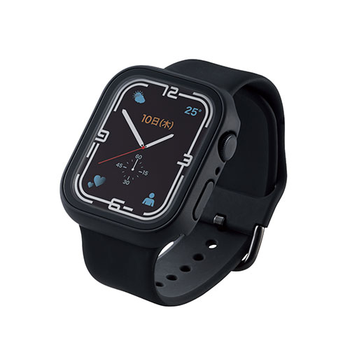 Apple Watch用アクセサリ エレコム Apple Watch45mm用フルカバーケース プレミアムガラス セラミックコート AW-21AFCGCBK オススメ