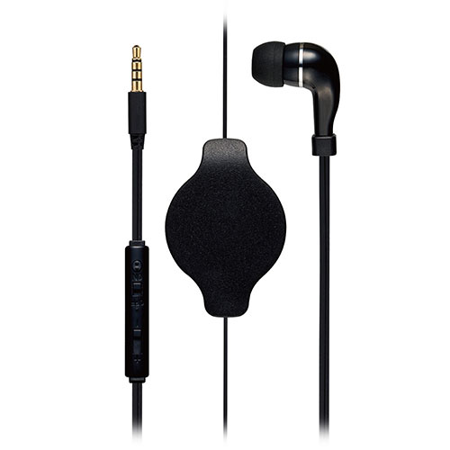 ミヨシ 巻き取り式片耳イヤホン 4極 ブラック PHP-K01/BK 人気 商品 送料無料