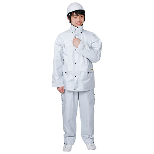 雨の日に働く方を一番に考えた画期的なレインスーツ ・パンツ丈、袖口・裾幅などサイズを自由に調節で..