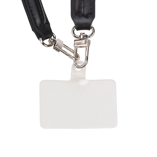 創造生活館のスマートフォンやスマホケースを軽快に斜めがけ。カジュアルな服装やアウトドアのシーンによく合うロープタイプのショルダーストラップ。 ストラップ長さ : 70cm(長さ調整可能) TPUシートサイズ : W55×H35×D0.6mm …｜アングル3