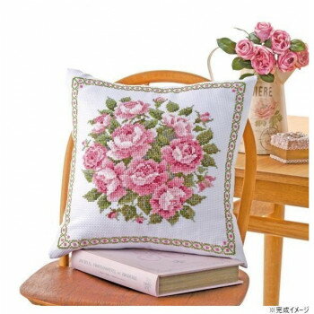 オリムパス　クロス・ステッチししゅうキット　美しい花たち　クッション　スウィートローズ　6054(白)..