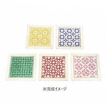 オリムパス 一目刺しキット コースター 図案プリント済 5枚1組 生成 SK-332