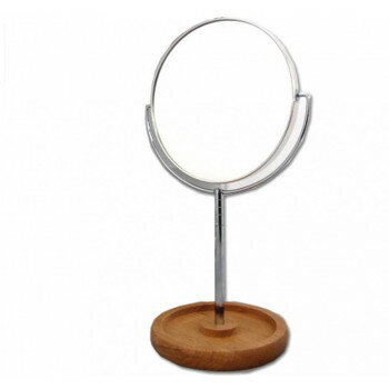 メリー　ロングステム　天然木製トレイ　片面約5倍　拡大鏡付両面ミラー　8880