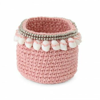 マクラメバスケット　ピンク・10220810271 家具 収納 ラック | 関連単語 チェスト スチールラック キッ..