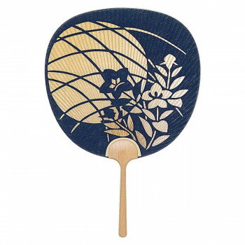 日本製(MADE IN JAPAN) 大型透かしうちわ 観月 (紺) 1113