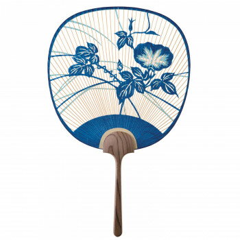 日本製(MADE IN JAPAN) うちわ 朝涼 (青) 両面透かし 2053