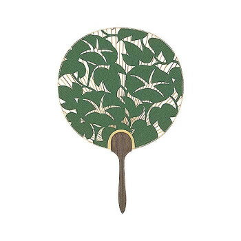 日本製(MADE IN JAPAN) うちわ 千代女 (緑) 片面透かし 2101