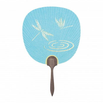 日本製(MADE IN JAPAN) うちわ 秋空 (水色) 片面透かし 2182
