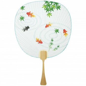 日本製(MADE IN JAPAN) うちわ 白川 (金魚と波紋) 2726