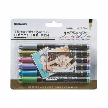 ナカバヤシ デコルーレペン メタリック 6色セット DCPN-101-6S