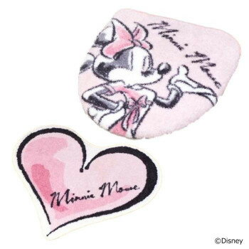 トイレ2点セット(洗浄・暖房便座用フタカバー＆トイレマット) ディズニーミニー SB-529-D キャラクター..