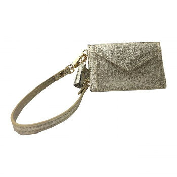 Pisoraro(ピソラロ) メタリック ポケット付きパスケース ゴールド PR36