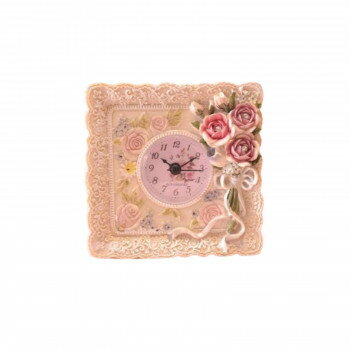 立体ローズ 置き時計 アイボリー LCD-3909B(3)