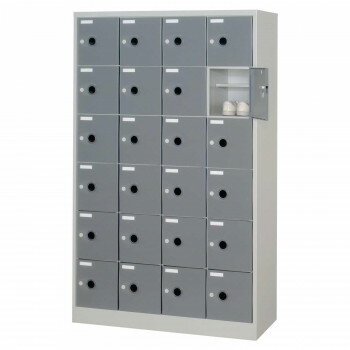 シューズロッカー　4列6段中棚付扉(ダークグレー)付・錠なしタイプ　ニューグレー COM-SC-24WP 靴 シュ..