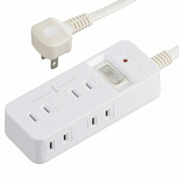 発煙ガードスイッチ付タップ 6個口 1m HS-TP61HS3-W
