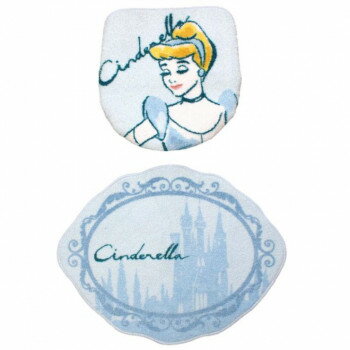 トイレ2点セット(洗浄・暖房便座用フタカバー＆トイレマット) ディズニー シンデレラ SB-559-D キャラ..