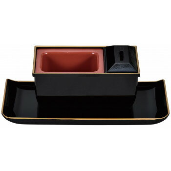 焼香盆やすらぎセットノンスリップ 5.0寸 特小 黒(フチ金) 3814330200021