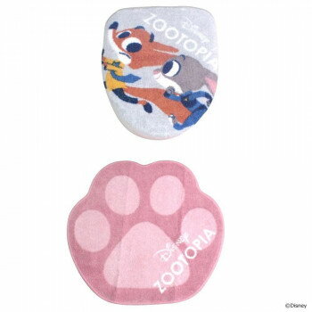 トイレ2点セット(洗浄・暖房便座用フタカバー＆トイレマット) ディズニー ズートピア SB-599-D キャラ..