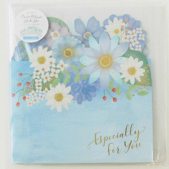 フラワー 三つ折り色紙 ブルー 62-211