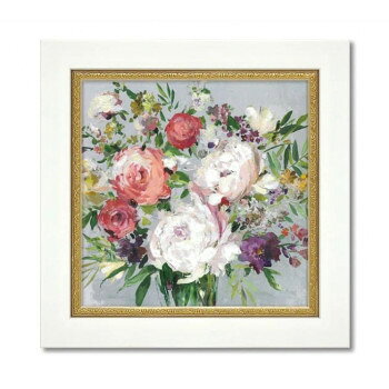 アメリカ女性作家であるエイジア イェンセンの絵と、額がセットになった商品です。絵の表面を特殊な透明ゲルを使って凹凸加工を施し、油絵のような質感を出しています。100%アクリル製の材質で、優れた柔軟性と耐水性があります。紫外線にも強く、油絵のように亀裂が生じたり焼けて変色することもありません。乾いた柔らかい布でサッと拭くだけでの簡単お手入れも魅力です。サイズH19×W19cm個装サイズ：21.1×20.8×2.6cm重量約0.2kg個装重量：210g素材・材質樹脂フレーム仕様壁掛・卓上両用付属品木製丸棒スタンド生産国日本fk094igrjs