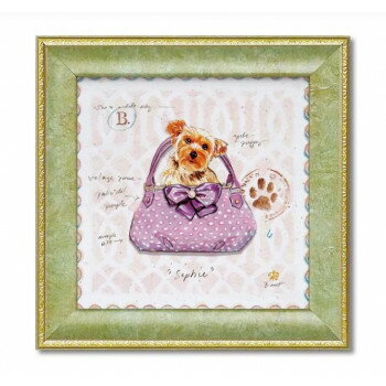 ミニゲル アートフレーム チャド バレット「ティーカップ ヨーキー パピー パース」 CB-02009 インテリ..