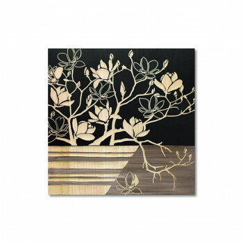 ウッド スカルプチャー アート「マグノリア with ベース」 BK+NP SA-15072