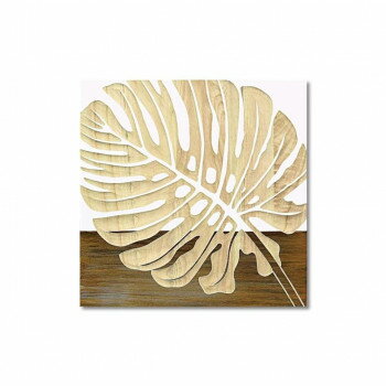ウッド スカルプチャー アート「シングル モンステラ2」 WH+NP SA-08555
