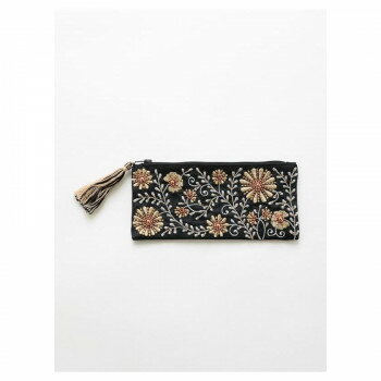 東京かんかん ビーズ刺繍横長ポーチ ブラック M42-1073BK 鞄 かばん | 関連単語 ビジネスバッグ 自立 A..