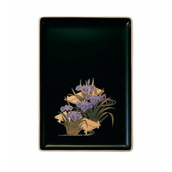 名刺盆 小 黒(フチ金) 蒔絵 菖蒲 3901850231021(3)