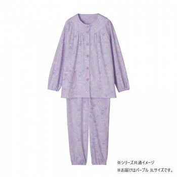 にんき 人気 おすすめ 定番 冬 春 孫 冬 新生活 ギフト 寒さ 対策 プレゼント ケアファッション 大きめボタンパジャマ(婦人) パープル 3L 9800015