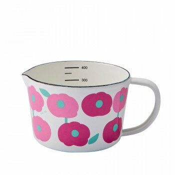 豊琺瑯 「Plune.」ホーローメジャーカップ・S　WT もこもこお花ピンク　MC-607
