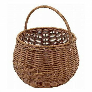 ジョルジア　PE柳ガーデンバスケット　ワンハンドルラウンドポット　BR　74235 家具 収納 ラック | 関..