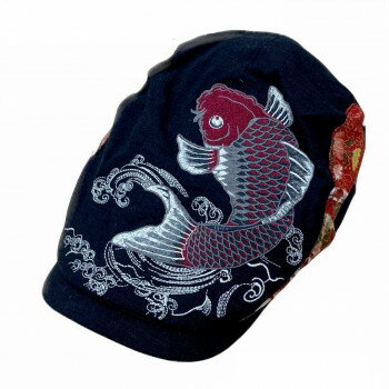 にんき 人気 おすすめ 定番 冬 春 孫 冬 新生活 ギフト 寒さ 対策 プレゼント 大西賢製販 Ripple 刺繍ハンチング 紅鯉 黒 H32-SH06