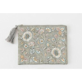 東京かんかん ビーズ刺繍ポーチL シルバー M42-2488SV 鞄 かばん | 関連単語 ビジネスバッグ 自立 A4収..