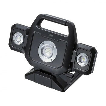 最大3000ルーメンで、高輝度な明るさを実現させたLED投光器です。バッテリー内蔵モデルで、電源のない場所でも使用可能です。明るさは3段階で調整可能です。各LEDを照射する角度は無段階で調整でき、任意の角度で固定できます。左右のLEDは着脱式で、背面のマグネット固定や、フック固定にて単体でも使用可能です。USBポートを使ってスマートフォンなどを充電できます。底面に1/4インチネジ付きで三脚などに固定して使用できます。底面のフックで吊り下げして使用することもできます。取っ手付きで持ち運びの際に便利です。折りたたんでコンパクトに収納できます。サイズ約W439×D203×H310mm個装サイズ：26.2×26.2×12.0cm重量約1.72kg個装重量：1950g仕様バッテリー内臓電源:リチウムイオンバッテリー付属品USB Type-Cケーブル(充電用)生産国中国fk094igrjs